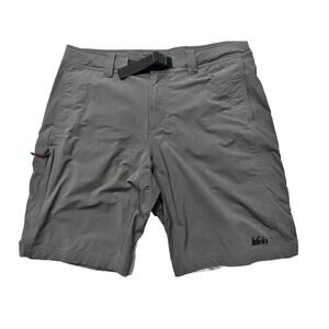 REI Co-Op Nylon Belted Shorts Mens Size 38 Gray Regular Fit Outdoor Hiking FLAW
